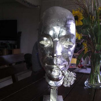 silver-plate bust sculpture